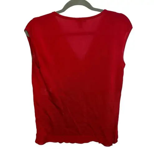 Escada Red Sleeves Tie Front Sweater Top Size M