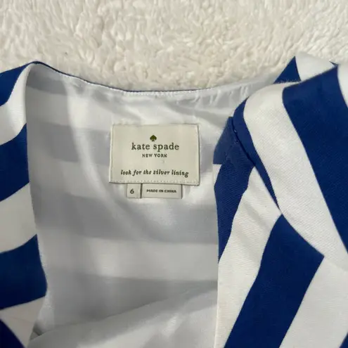 Kate Spade Dress Sz 6 Blue Hyacinth Stripe Cap Sleeve Mariella Costal Luxury