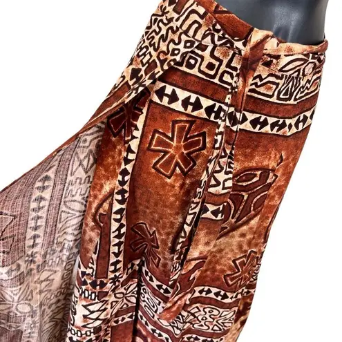 Vintage 1960’s Tiki Tapa Designs Barkcloth Hawaiian Maxi Wrap Skirt Brown Size undefined
