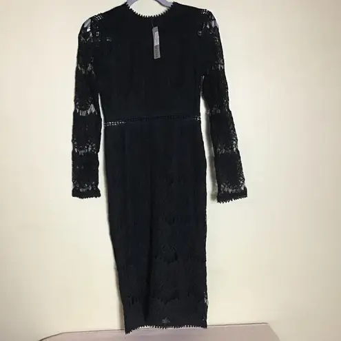 Love by Design Women’s Lace Long Sleeve Midi Black Dress Sz. Small NWT