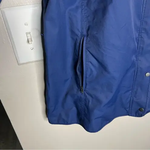 J. Jill Blue Drawcord Mock Neck Full Zip Front Utility Jacket Size L