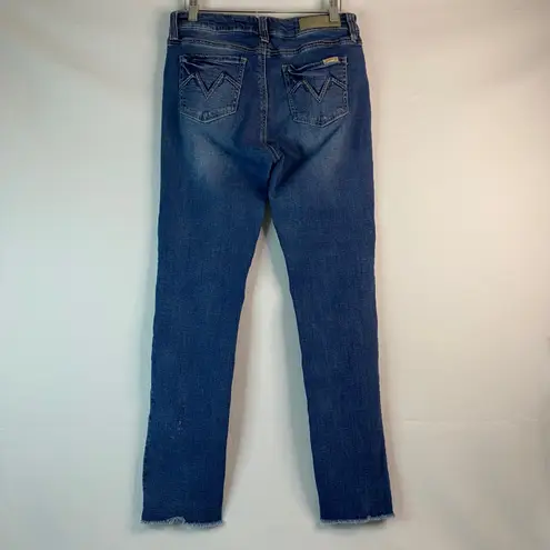 Seven7 Distressed Jeans Womens Slim Straight Leg Medium Wash Denim Size 10 EUC