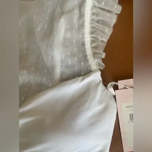 Avec Les Filles NWT Mesh Ruffle White Bikini Set sz L white polkadot mesh