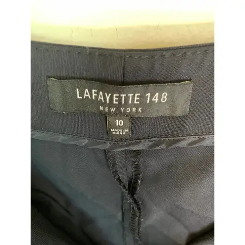 Lafayette 148  | Black Virgin Wool Blend "Menswear" Wide Leg Pant Size 10