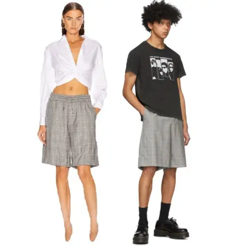 R13 Grey Wool Plaid Baggy Shorts NWT Size XS