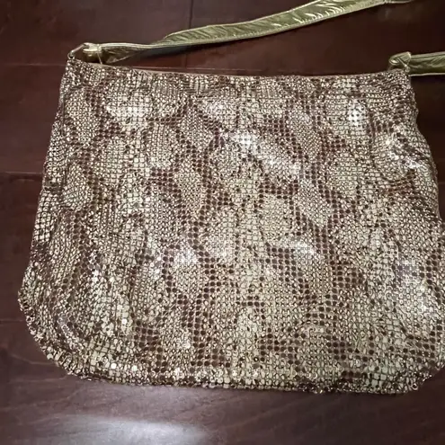 Shea Shea Vintage Gold and Cream Metal Mesh Slouchy Shoulder Bag Purse