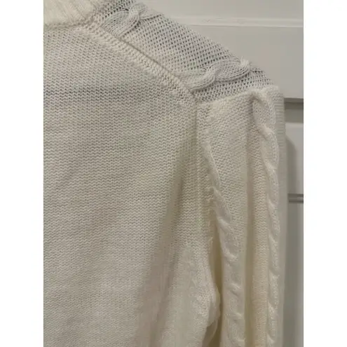 Haymaker VTG 70's Cable Knit V Neck Sweater Cream Classic Preppy Style Size M White Size M