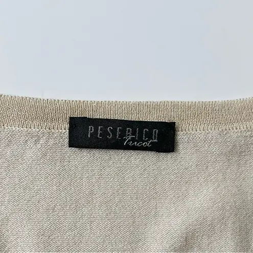 Peserico Tricot Ivory Gold Accent Pullover Sweater Made in Italy US 6