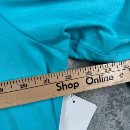 Belle by Kim Gravel Top Large Turquoise Gold Beaded Tunic Popover Slub Knit QVC Blue