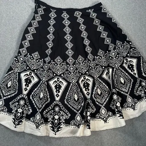 Mlle Gabrielle Flare Skirt Women's Small Black/Ivory Sequins Cotton Swing Twirl