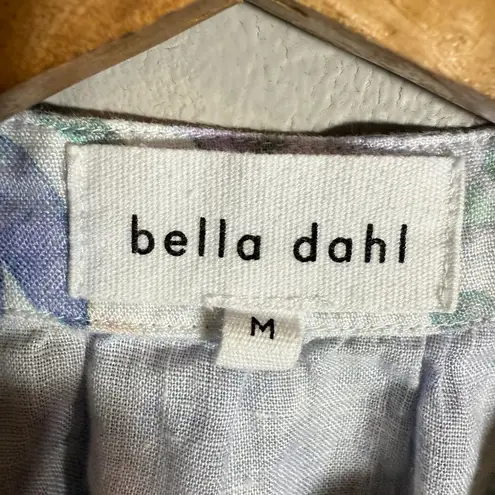 Bella Dahl Floral Print Linen Button Up Blouse Top Womens Medium Pastel Colorful