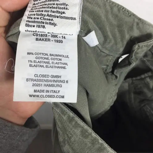 Closed Baker 1920 Corduroy Pants Size 24 Muddy Beige Slim Fit Straight Cropped Green