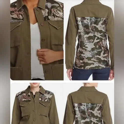 Boom Boom Jeans Sequin Denim Button Down Jacket Coat