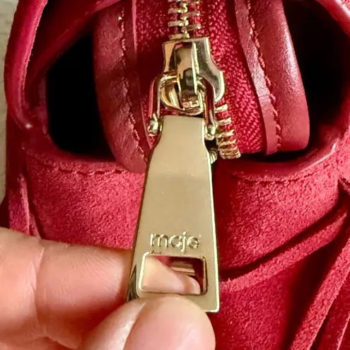 NWOT Maje Red Suede Large M Bag w/ side fringe and crossbody strap