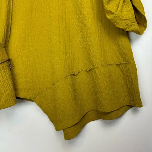 Ali Miles Asymmetrical Tunic Top Sz XL Cowl Neck Golden Chartreuse Yellow
