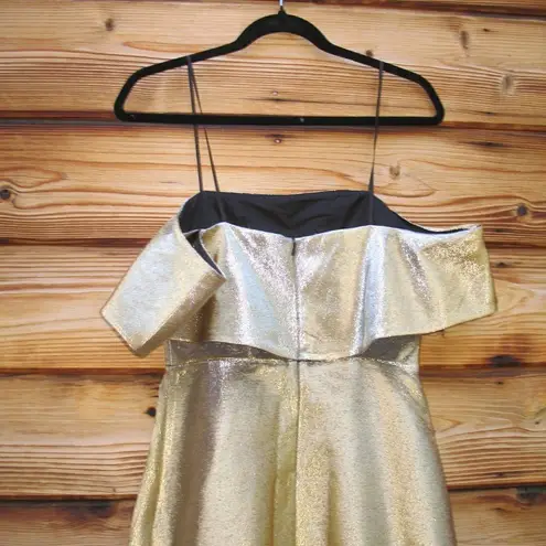 Sandro Womens Gold Off The Shoulder Mini Dress