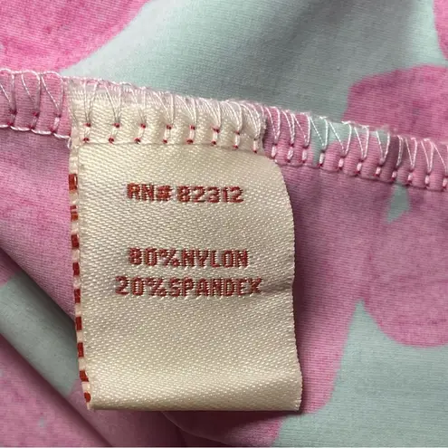 Aryeh Scoop Neck Pink Green Mini Dress Small Tropical Floral Island Party EUC