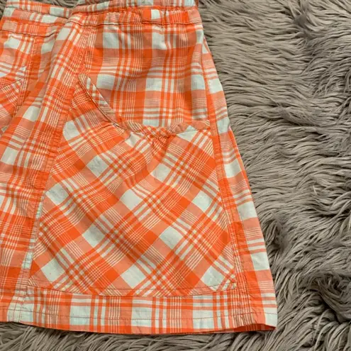 Horny Toad organic cotton plaid mini skirt drawstring elastic waist S