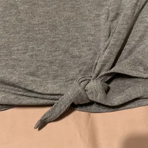 Modern Lux size smallādistressed grey āI need a latte coffeeā tie front top EUC - Image 4