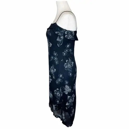 Vintage Y2K Byer Too Dress Sz L Chiffon Layered Whimsigoth Fairy Foral Gyaru Black