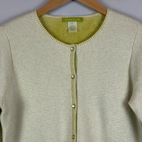 Sigrid Olsen Sigrid Olsen Cardigan Sweater Womens M Light Green Button Front Cottage Preppy - Image 2
