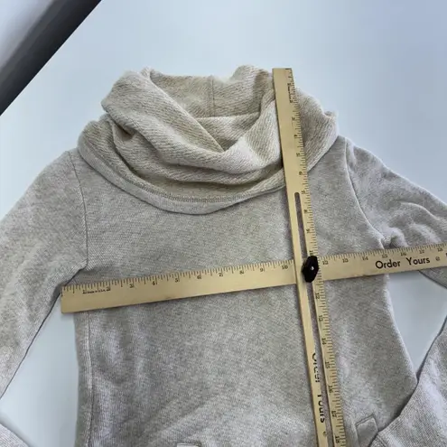 J.Crew Sweater Womens XS Petite Beige Cowl Funnel Neck Kangaroo Pocket E0856