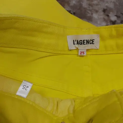 L'Agence Audrina Distressed Neon Yellow Jeans Size 25 Bright Yellow Raw Hem High