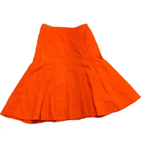 JM Collection 100% Linen Burnt Orange Flared Midi Skirt Size 16 earthy cottage