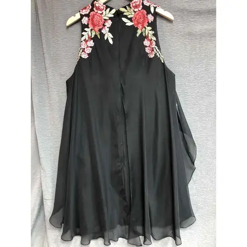 Lucci Lu Womens Cocktail Dress Embroidered Floral Asymmetrical Size 22