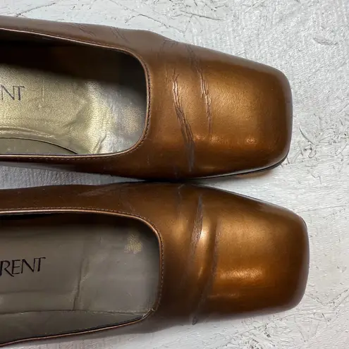 Yves Saint Laurent Bronze Leather SquareToe Block