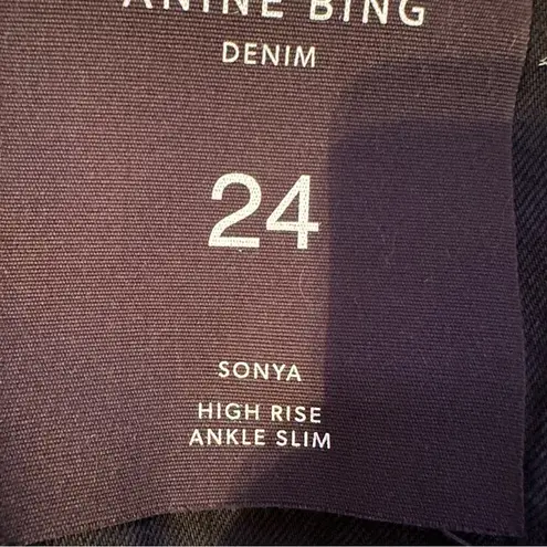 ANINE BING Sonya High Rise Ankle Slim Jeans in Over Dye Black Sz 24 NEW