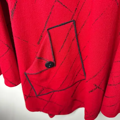 Ali Miles RUBY Size 2X Red/Black Asymmetric Knit Tunic Top Cowl Neck Art to Wear Red