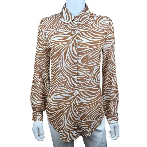 Princess Polly  Pure Form Brown Zebra Print Button Down Blouse thumbnail 3