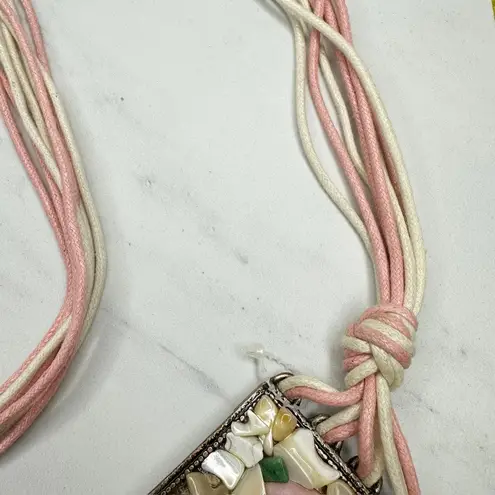 Womens Chunky Shell Chip Studded Tie Belt Boho Medium (M) Large (L) ✨ Pink