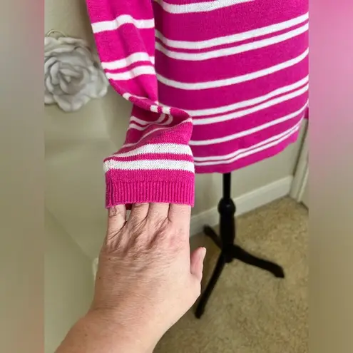 Vineyard Vines Bright Pink & White Striped Lightweight Sweater Size Small