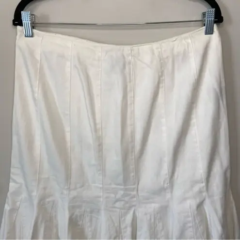 Ralph Lauren  White Cotton Denim Mermaid Trumpet Pleated Skirt Size 8 Medium