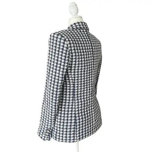 Elie Tahari Ellie Tahari Vintage Woven Houndstooth Double Breasted Blazer Size S Navy White