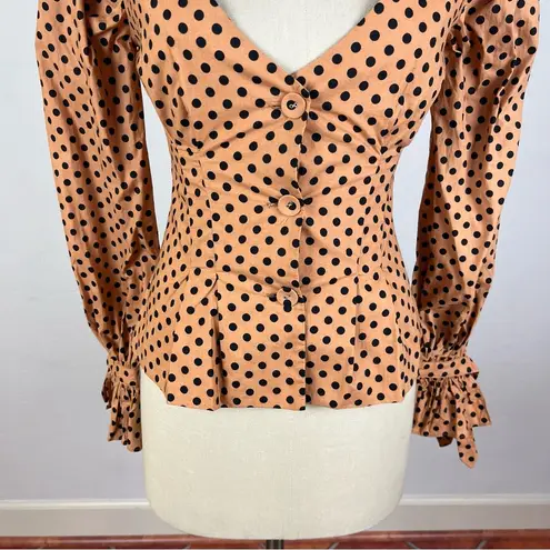 Majorelle Revolve  Brown Tailored Polka Dot Blouse