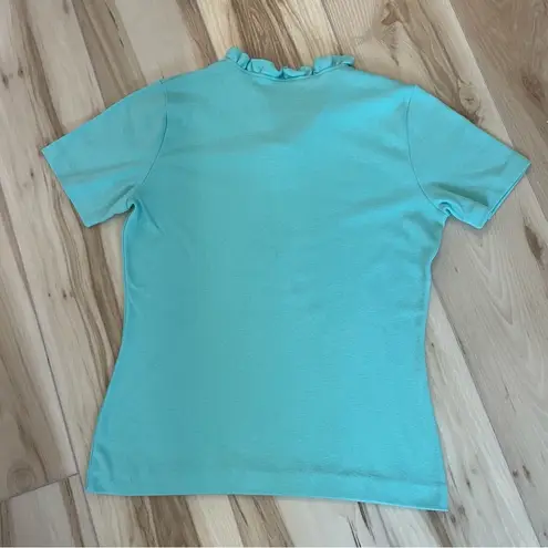The Vested Gentries Women’s Turquoise Ruffled Collared Blouse / Shirt Size L Blue Size L