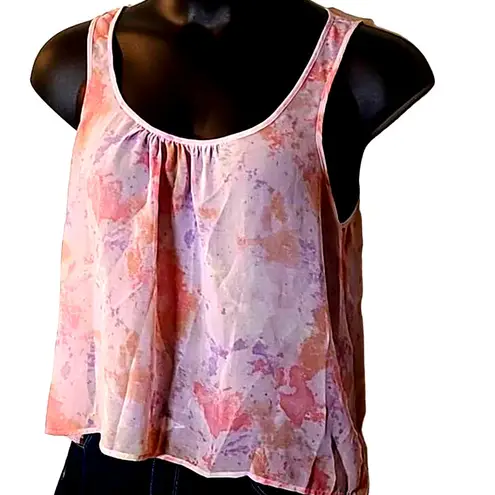 I Love H81 Women's Sleeveless Floral Blouse - Size Large Flowy Sheer Top