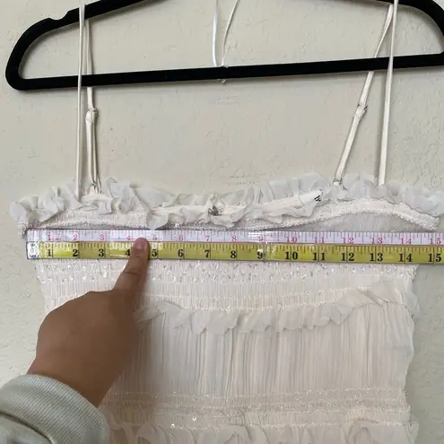 House Of CB  'Solana' Ivory Sequin Pleat Maxi Dress white NWOT size Small