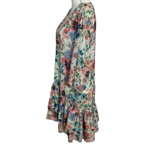 Merkai Floral Ruffle Kimono Cardigan NWOT Green Size M