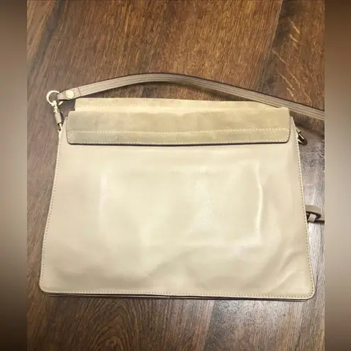 Chloé Chloe Faye Medium Bag Purse Shoulder Suede Leather Gray Taupe Tan Chain Italy