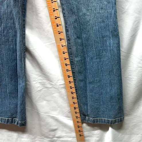 I.N.C Y2K Bootcut Jeans Red Satin Embroidered Oriental Waistband 8 No Stretch Blue