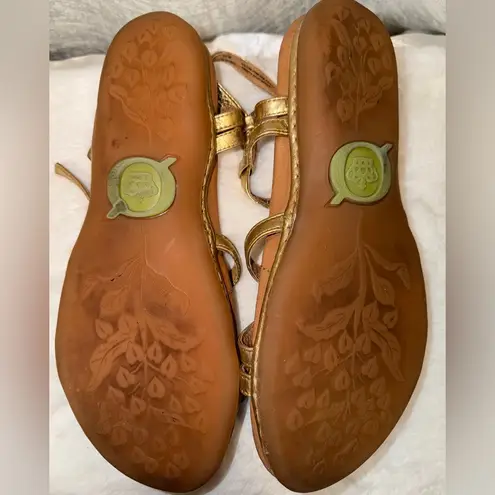 Born Metallic Gold Leather Sandals Made in Mexico Comfort Shoes size 9/40 1/2