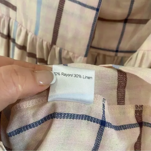 Park & Fifth “Thompson” Mini Babydoll Dress Linen Blend Striped Size Large