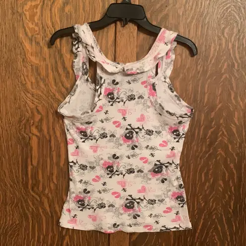 Energie Y2K mall goth skulls and broken hearts tank top XL