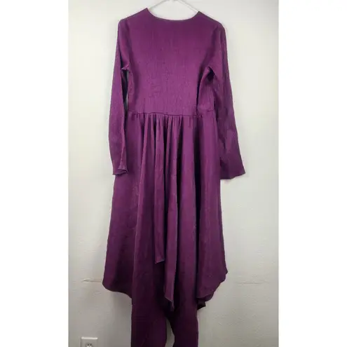 Just Cavalli Purple Dress V Neck Long Sleeve Crepe Size 38 Italian US XS NWT
