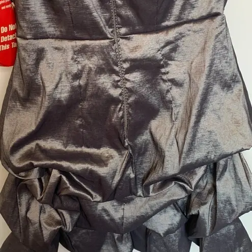 Snap One Shoulder Bubble Skirt Silver Metallic Dress Silver Size undefined