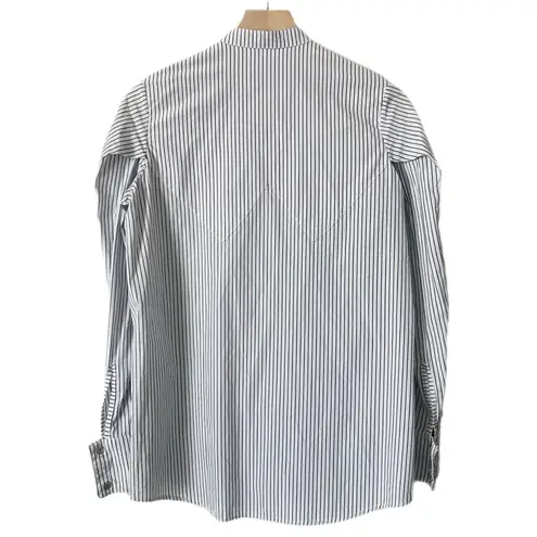 Victoria Tomas French Striped Cotton Button Down Shirt Blouse Size 4 US 36 FR White